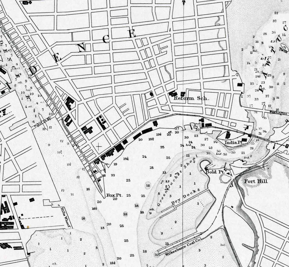 1897 Nautical Map of Providence Harbor Rhode Island