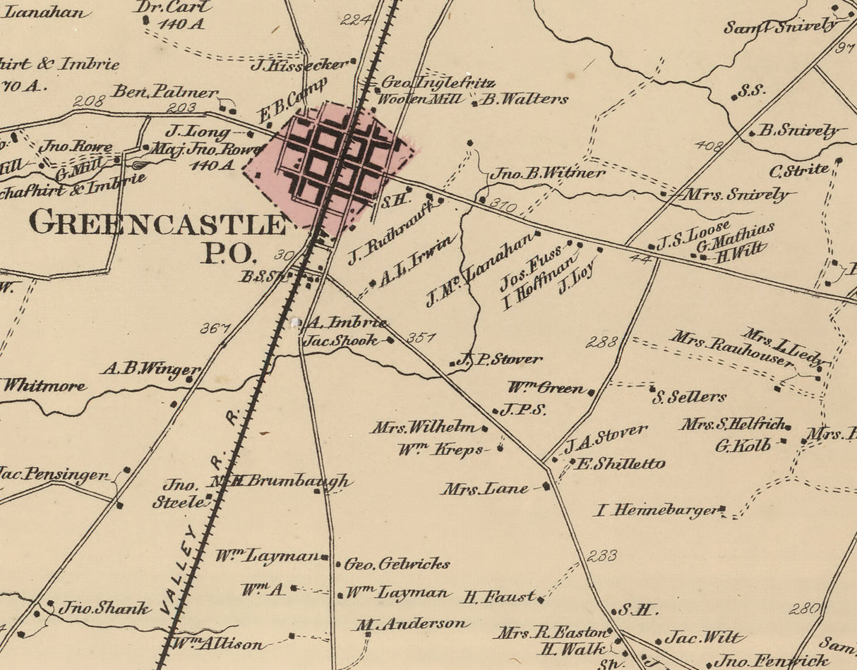 1868 Map of Antrim Township Franklin County Pennsylvania