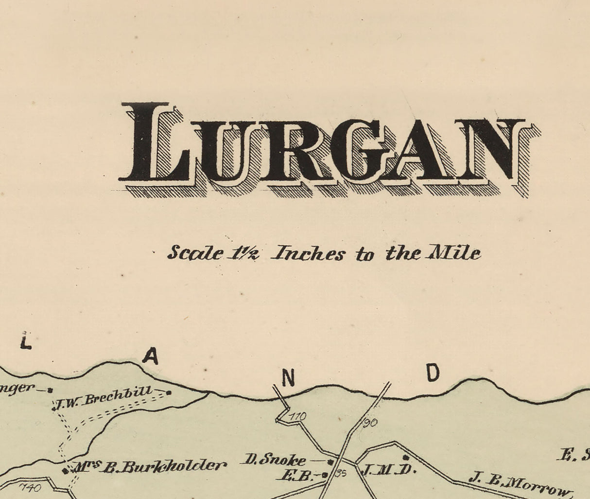 1868 Map of Lurgan Township Franklin County Pennsylvania