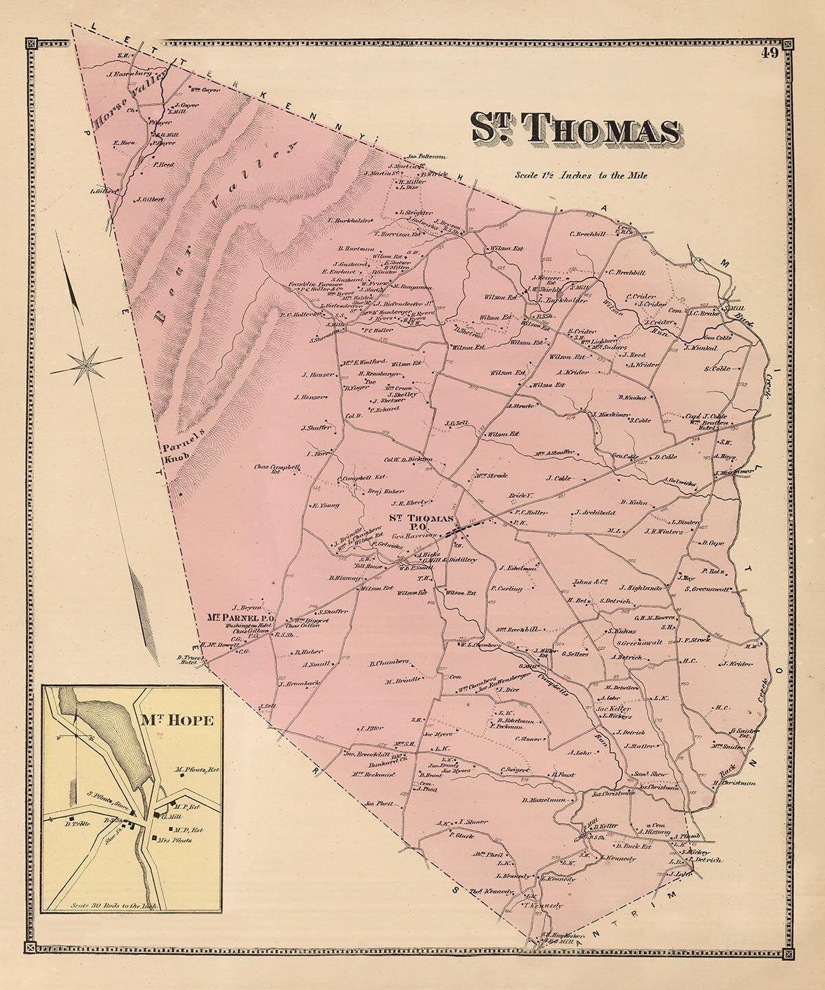1868 Map of St Thomas Township Franklin County Pennsylvania