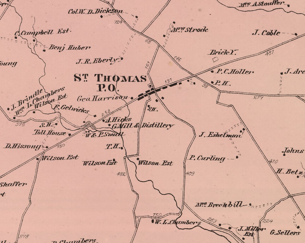 1868 Map of St Thomas Township Franklin County Pennsylvania