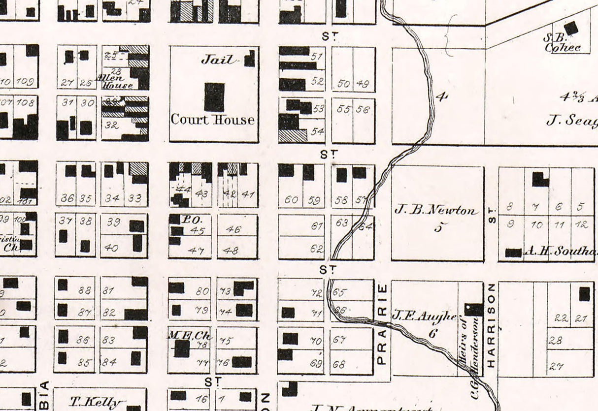 1865 Town Map of Frankfort Clinton County Indiana