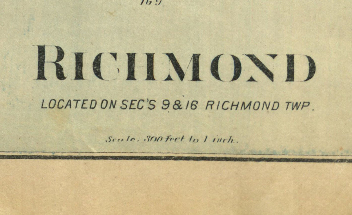 1892 Town Map of Richmond McHenry County Illinois