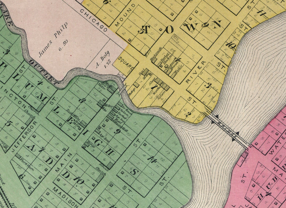 1892 Town Map of Algonquin McHenry County Illinois