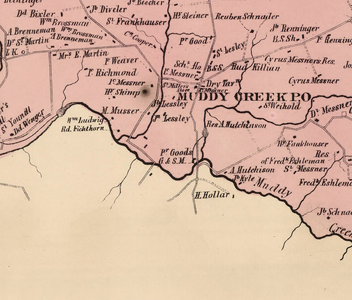 1864 Map of Brecknock Township Lancaster County Pennsylvania