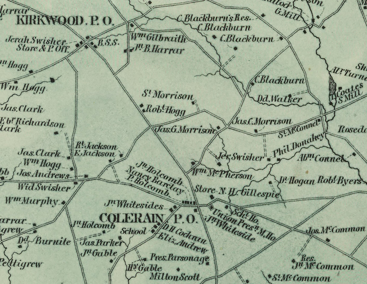 1864 Map of Colerain Township Lancaster County Pennsylvania