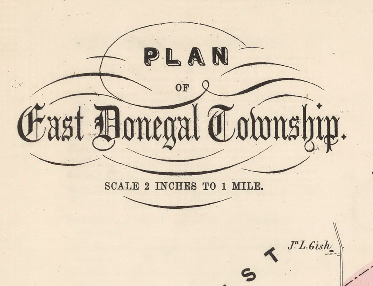 1864 Map of East Donegal Township Lancaster County Pennsylvania