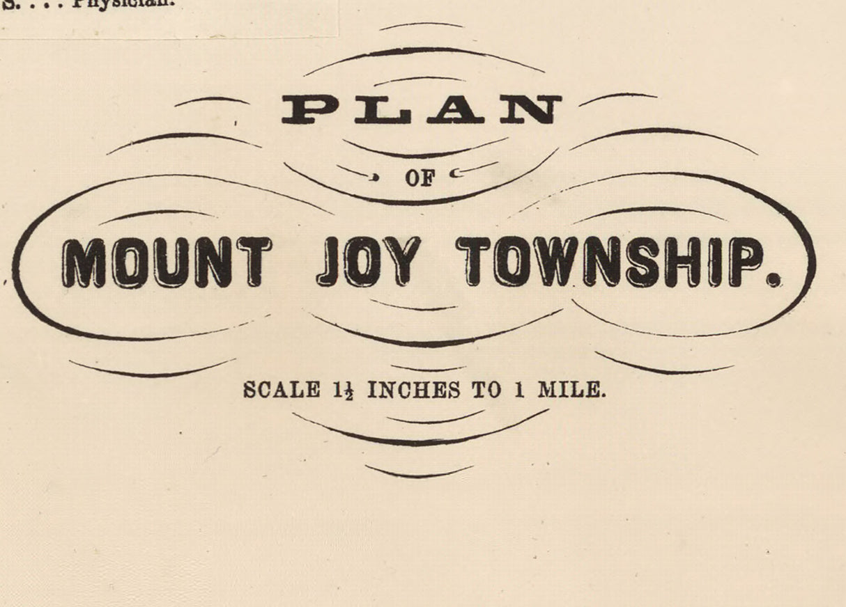 1864 Map of Mount Joy Township Lancaster County Pennsylvania