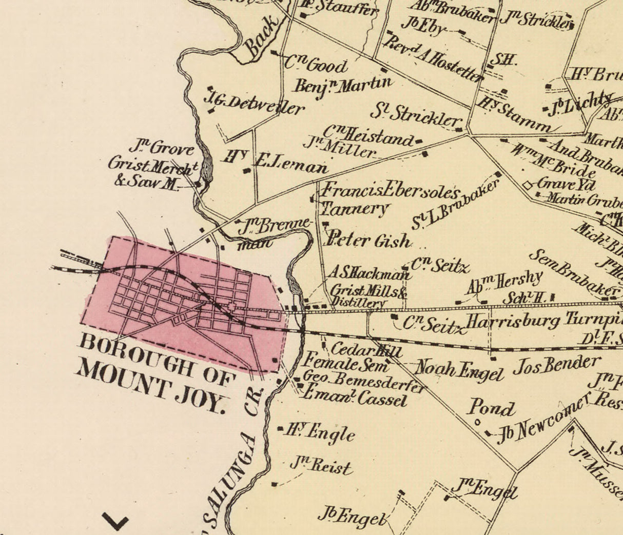 1864 Map of Rapho Township Lancaster County Pennsylvania