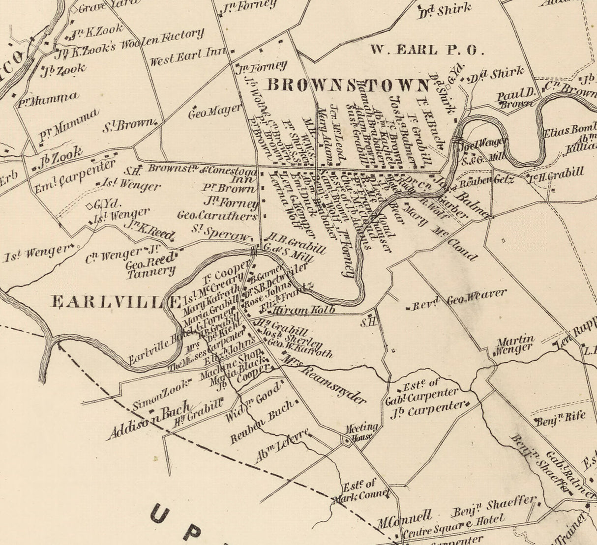 1864 Map of West Earl Township Lancaster County Pennsylvania
