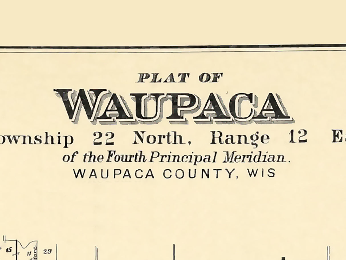 1889 Map of Waupaca Township Waupaca County Wisconsin