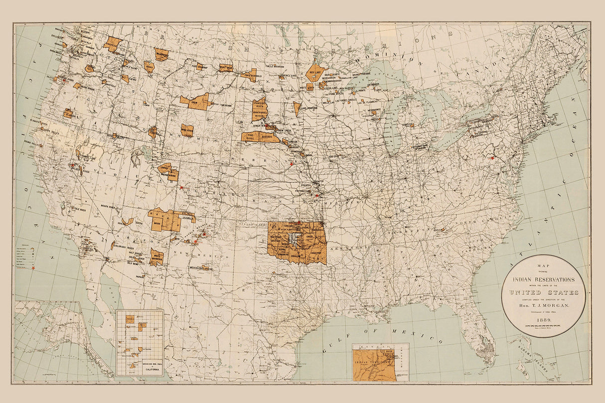 1889 Map of Indian Reservations in the United States