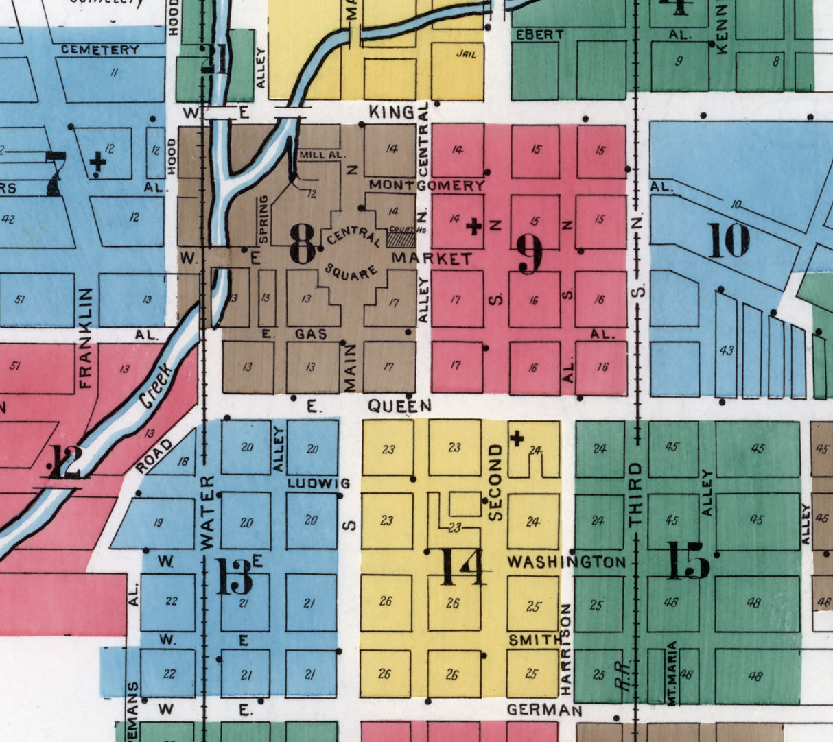 1904 Town Map of Chambersburg Franklin County Pennsylvania