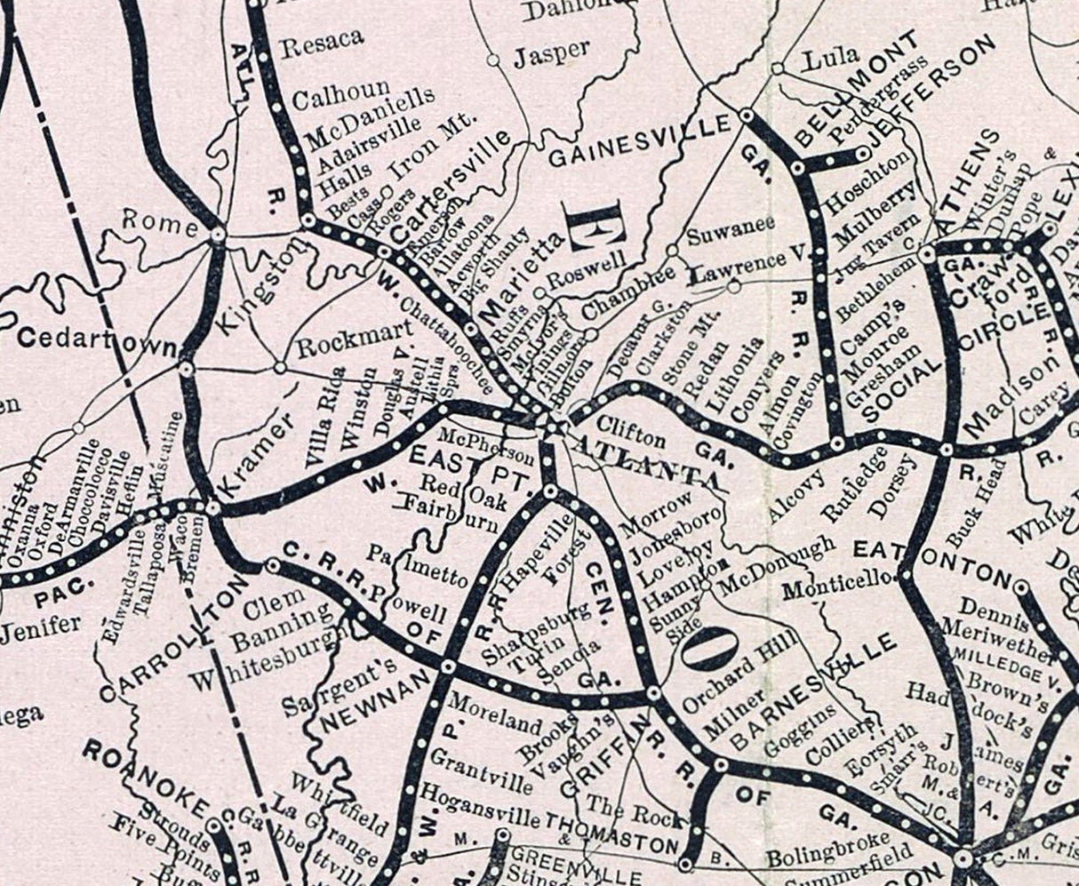1892 Railroad and Steamboat Connection Map New England and Savannah