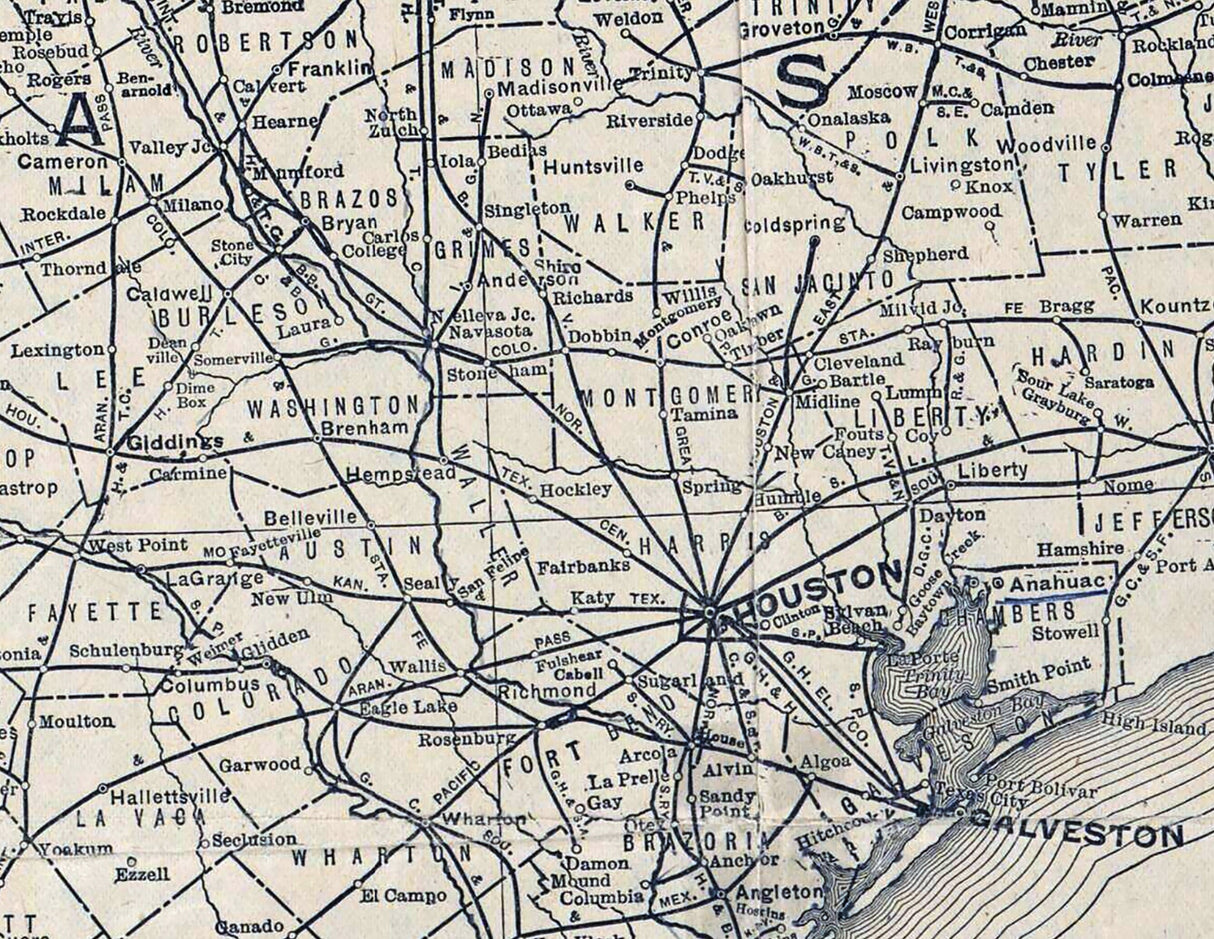1910 Map of Texas and Oklahoma Railways
