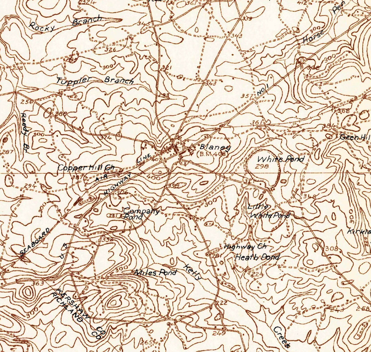 1935 Topo Map of Killian South Carolina Quadrangle White Pond