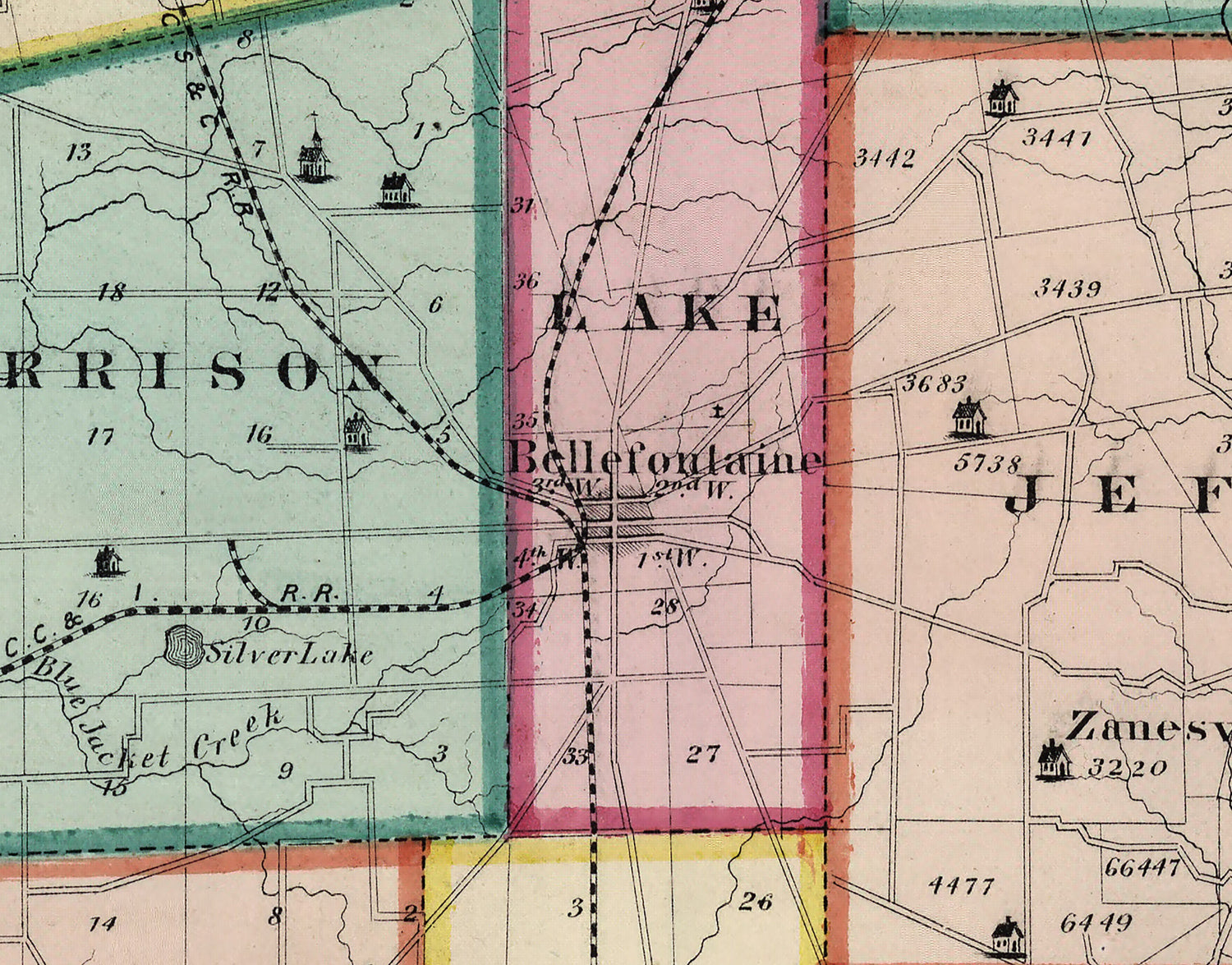 1875 Map of Logan County Ohio