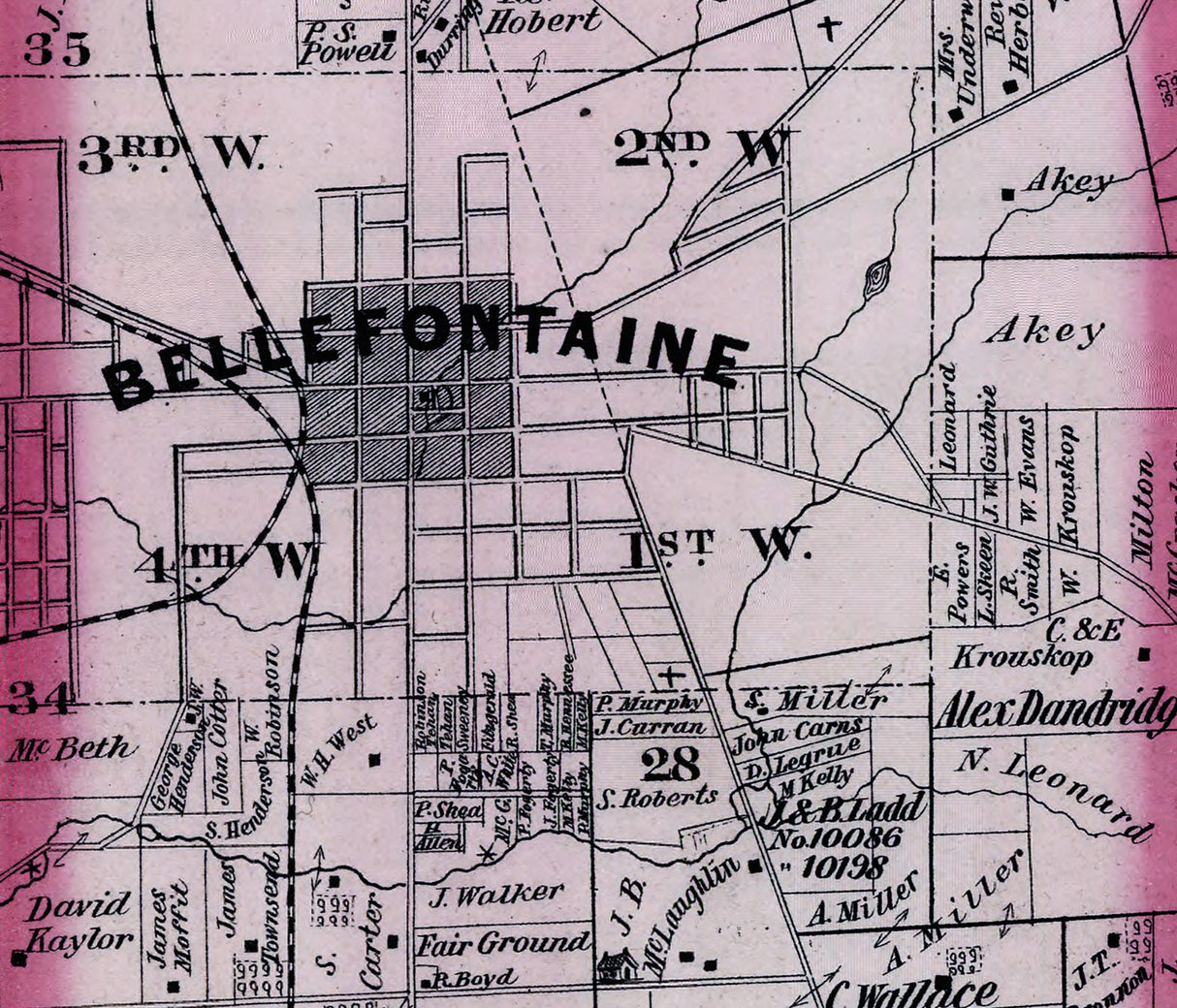 1875 Map of Lake Township Logan County Ohio