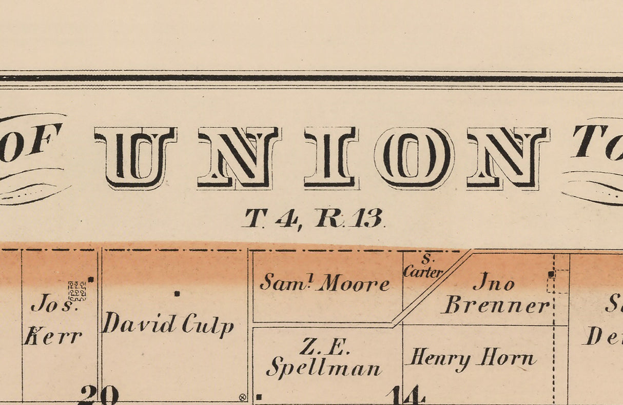 1875 Map of Union Township Logan County Ohio