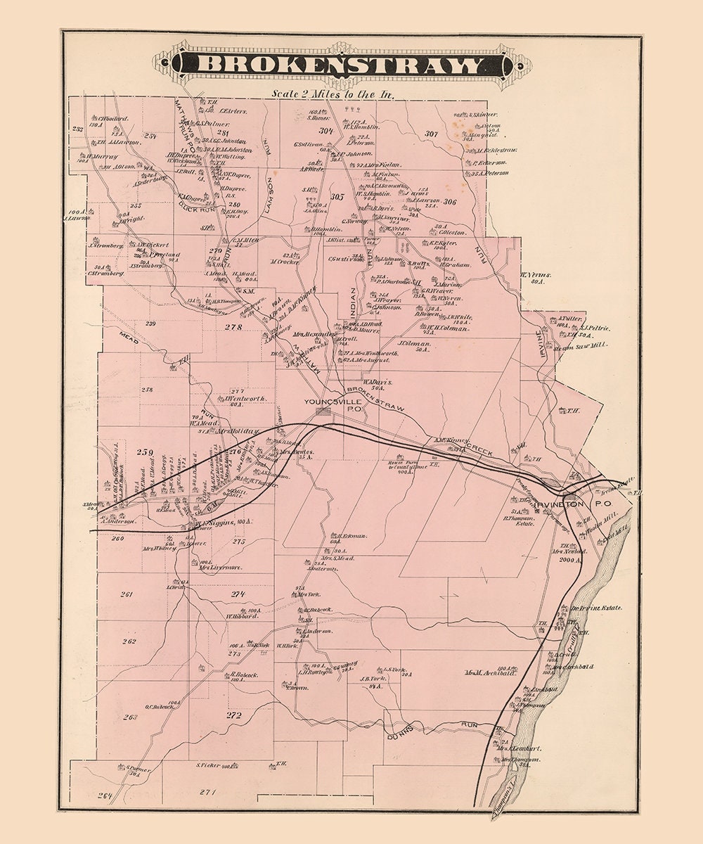 1878 Map of Brokenstraw Township Warren County Pennsylvania