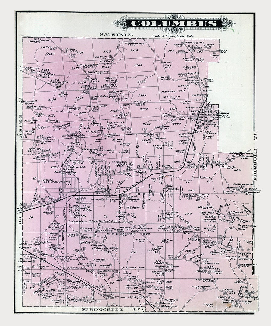1878 Map of Columbus Township Warren County Pennsylvania