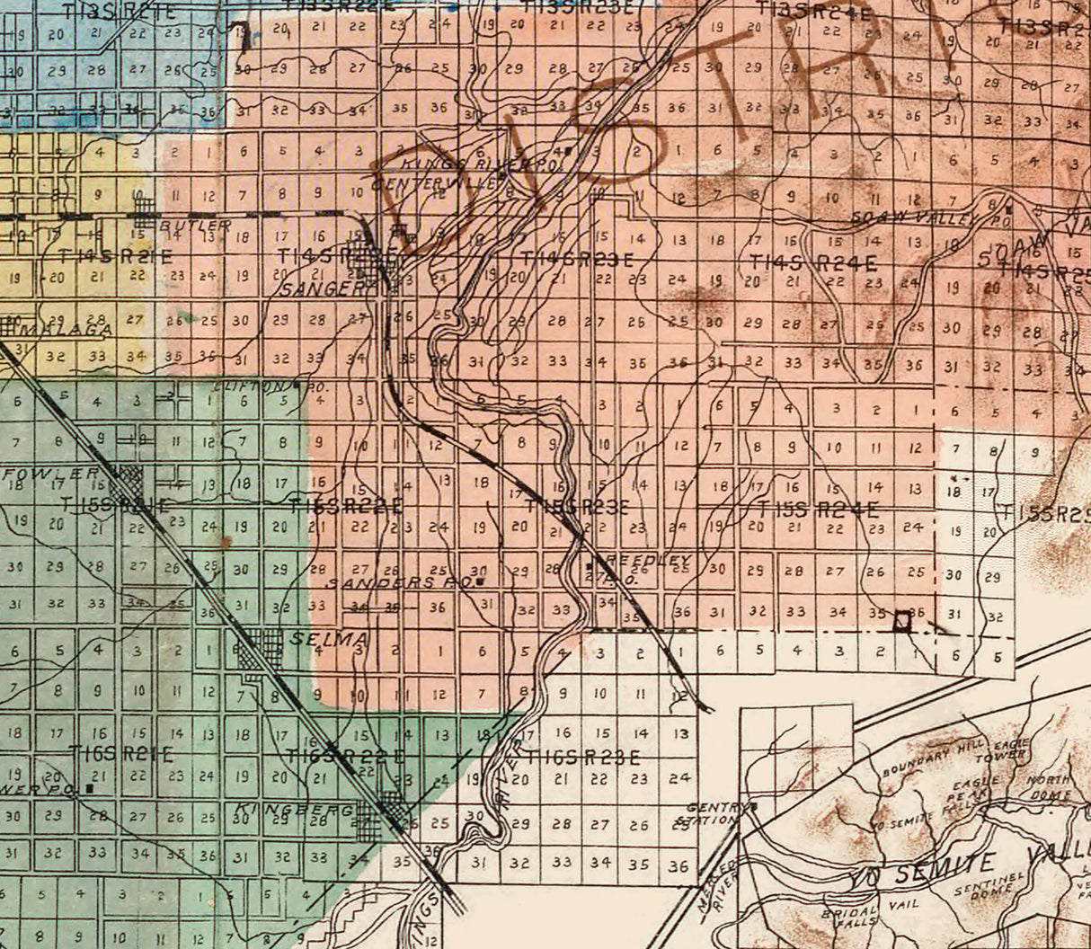 1891 Map of Fresno County California