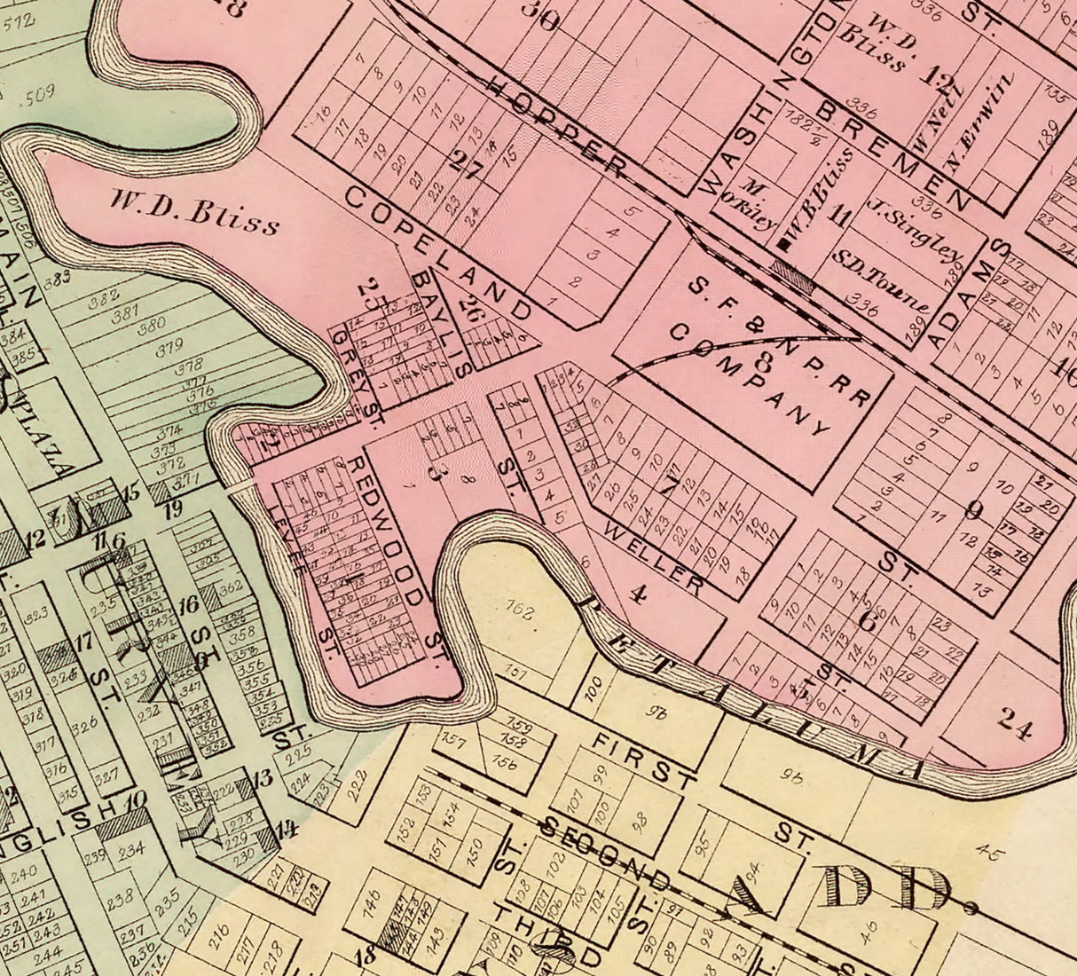 1877 Map of Petaluma City Sonoma County California