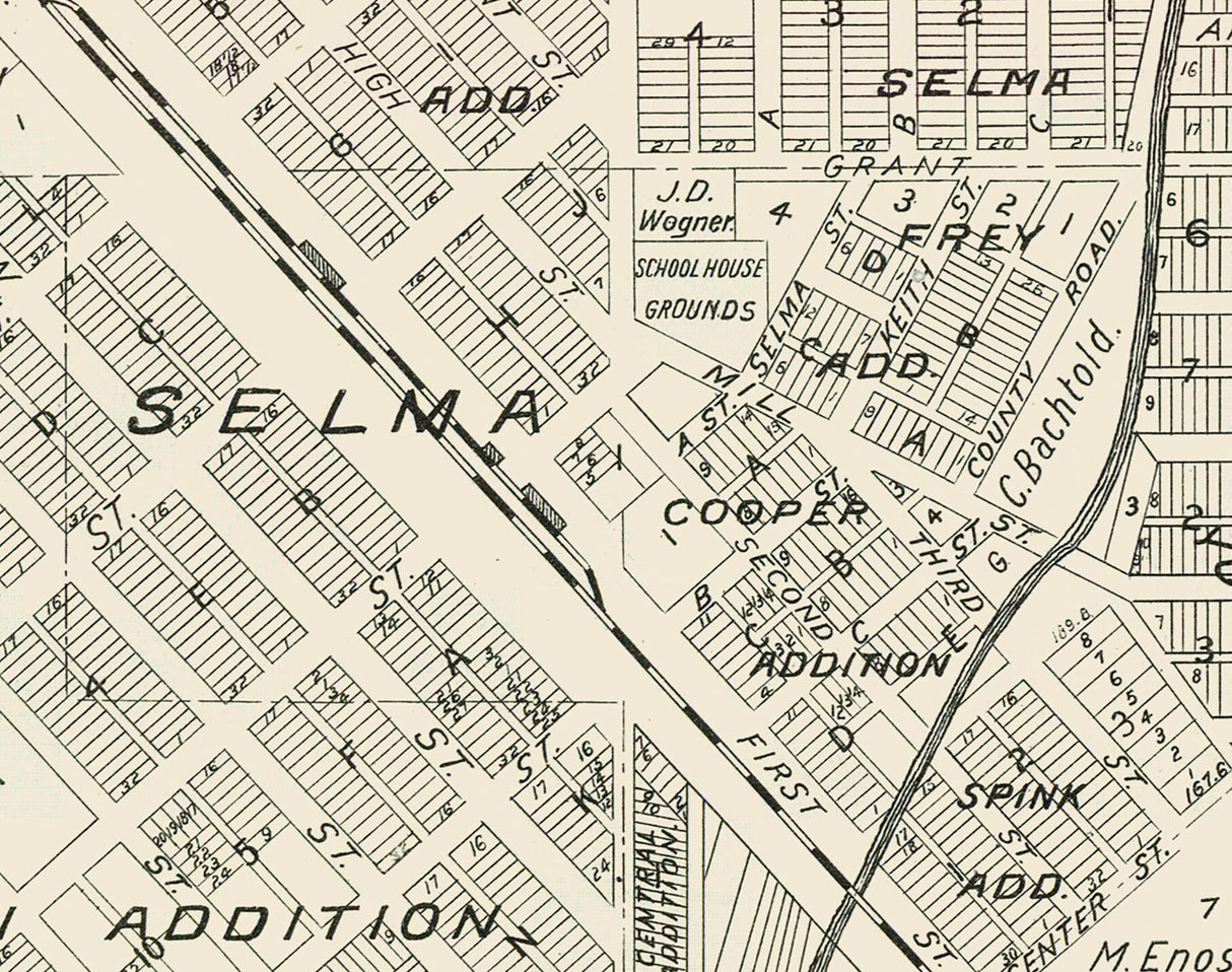 1891 Map of Selma Fresno County California