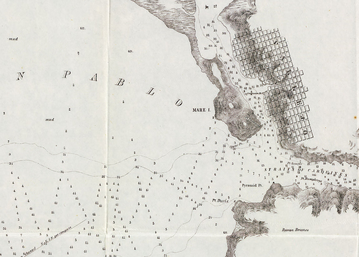 1850 Nautical Chart Bay of San Pablo California San Francisco