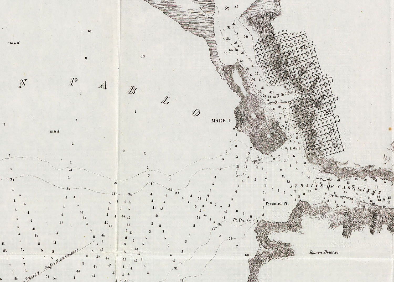 1850 Nautical Chart Bay of San Pablo California San Francisco