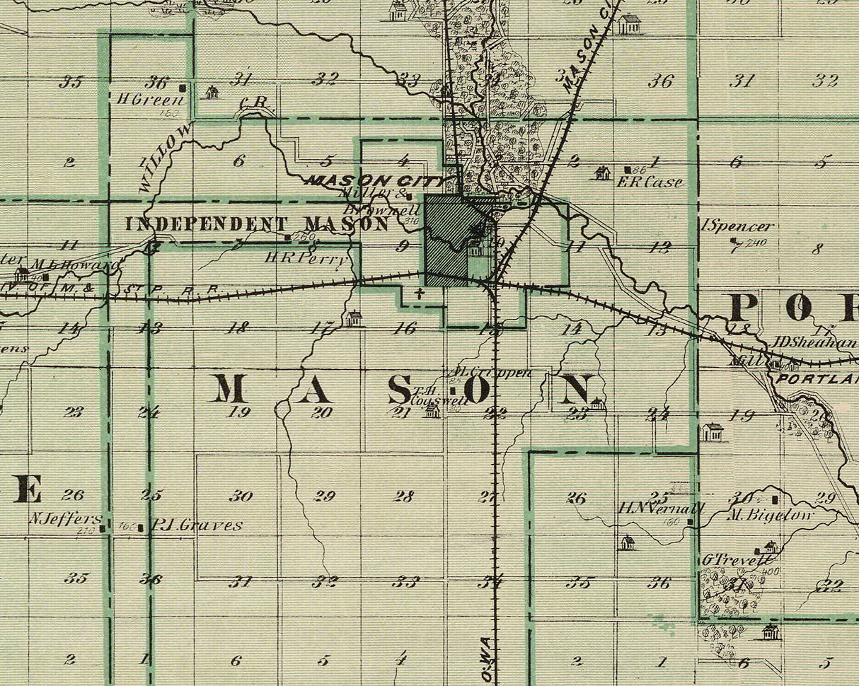 1875 Map of Cerro Gordo County Iowa