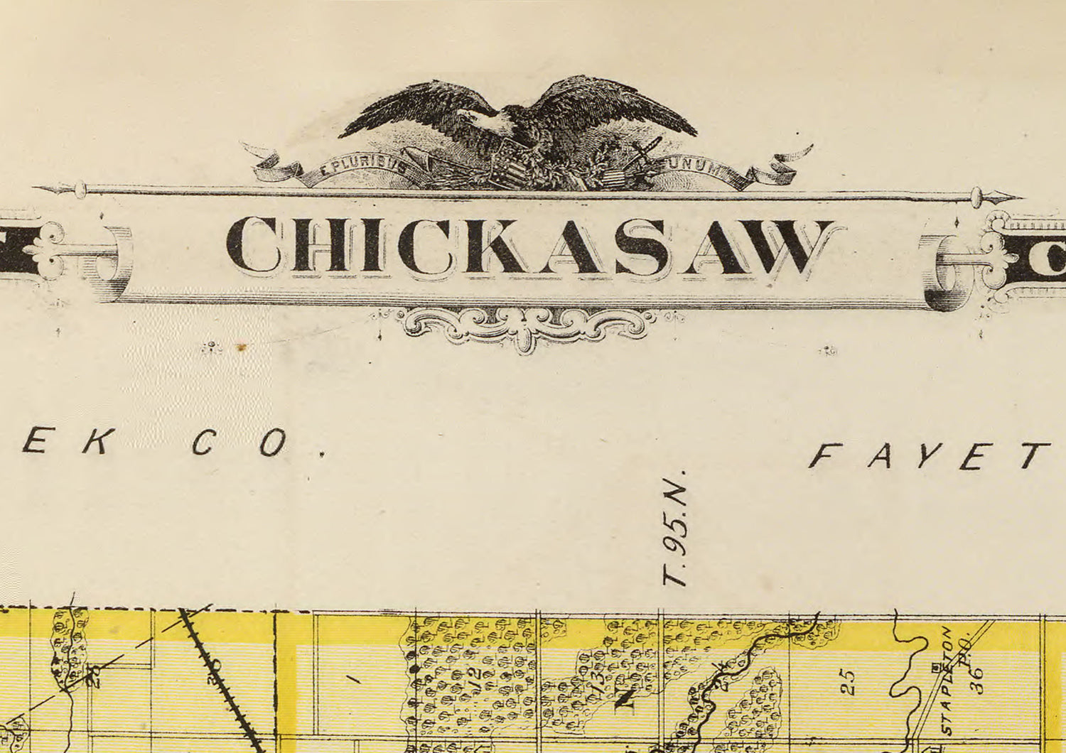 1875 Map of Chickasaw County Iowa