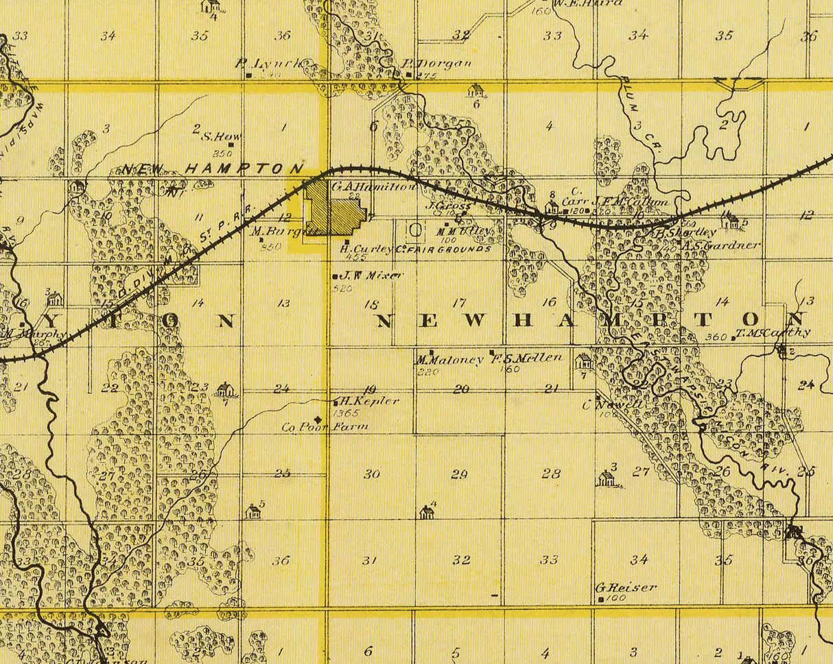 1875 Map of Chickasaw County Iowa