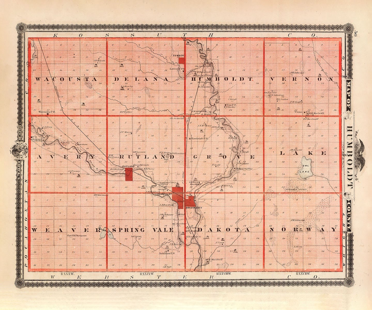 1875 Map of Humboldt County Iowa