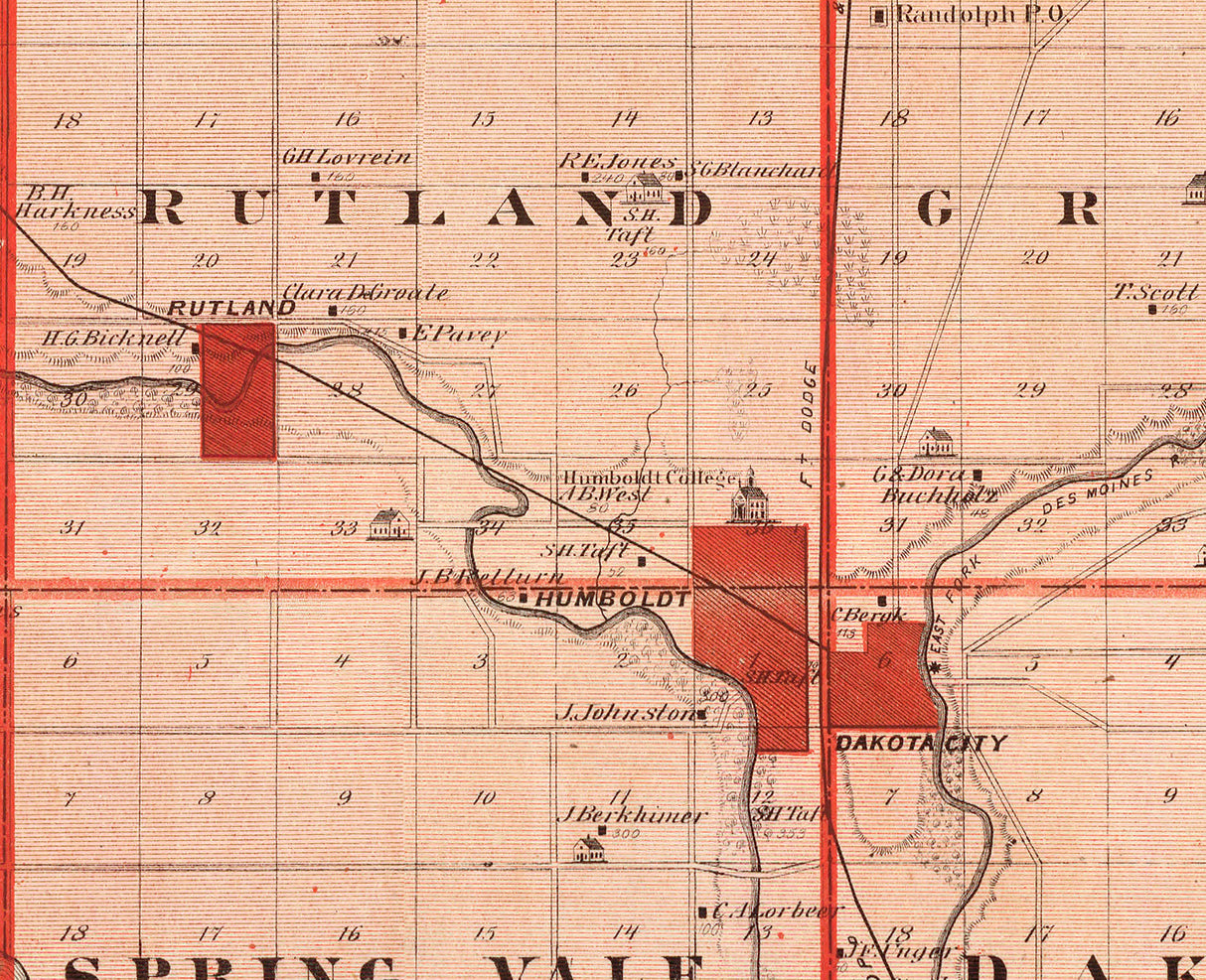 1875 Map of Humboldt County Iowa