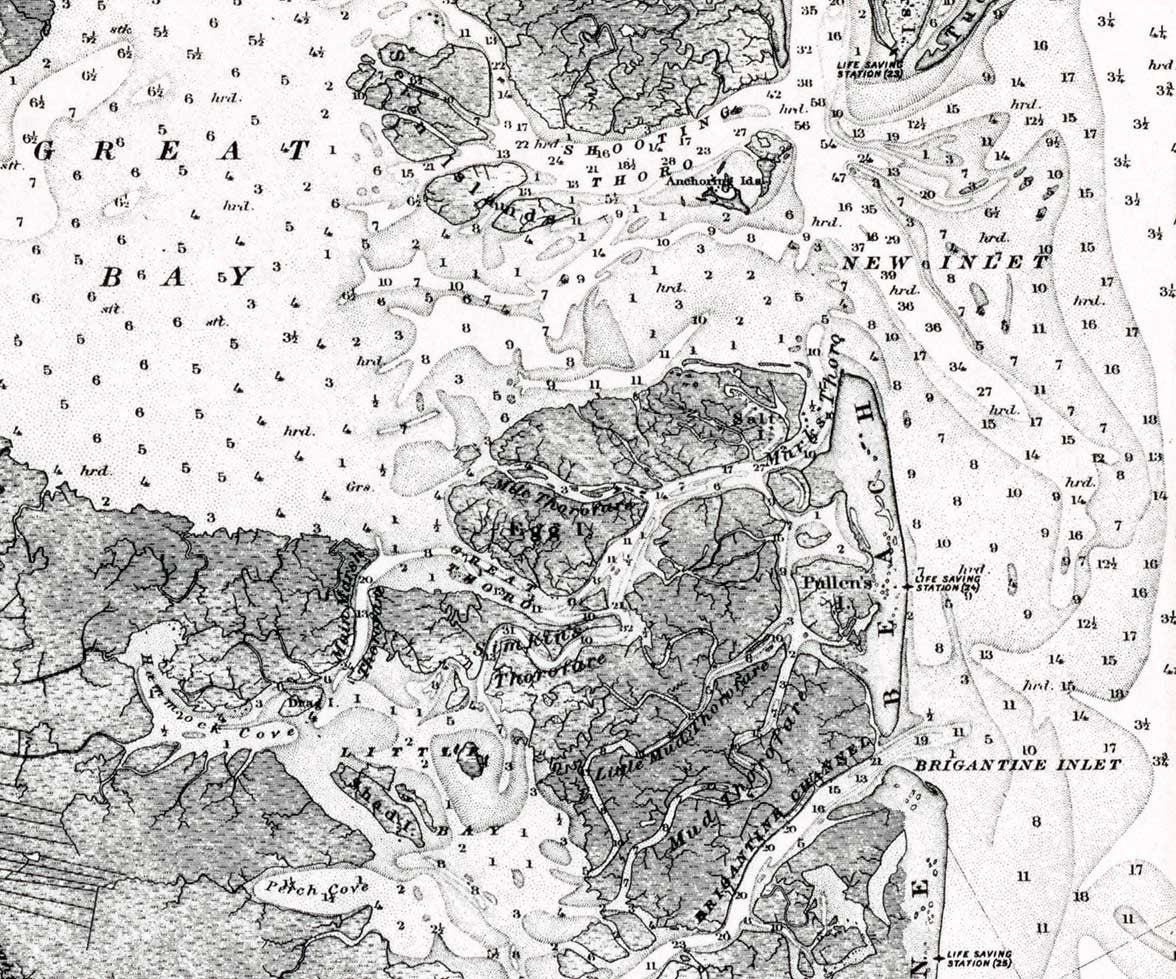 1881 Nautical Map of New Inlet to Absecon Inlet New Jersey