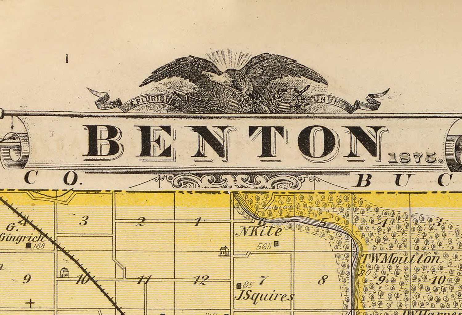 1875 Map of Benton County Iowa