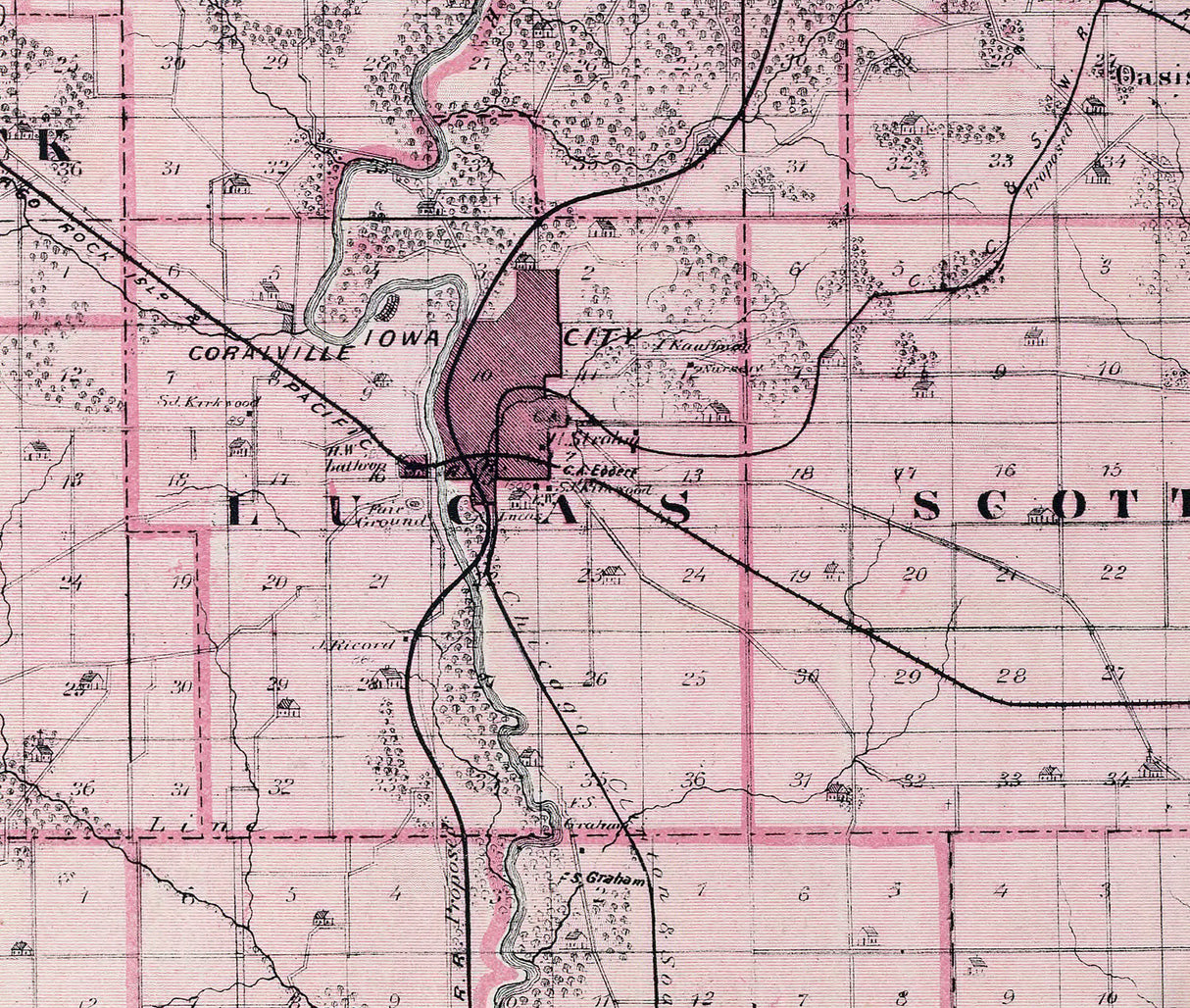 1875 Map of Johnson County Iowa