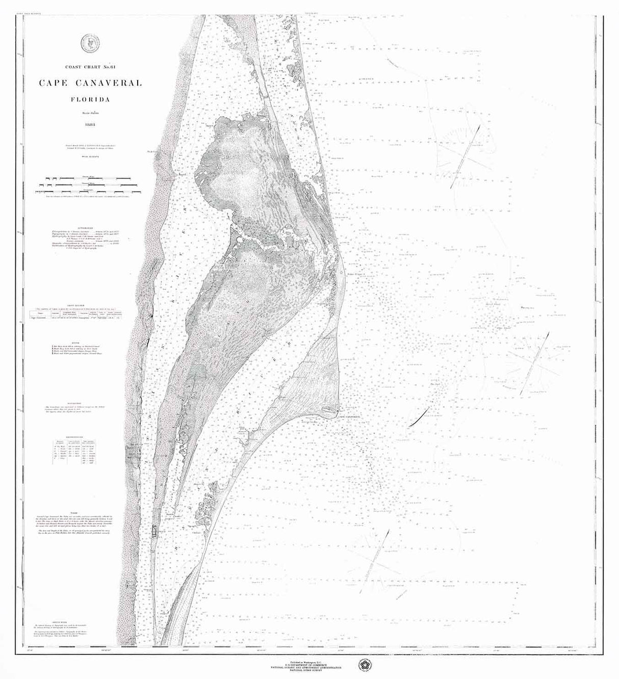 1883 Nautical Map of Cape Canaveral Florida