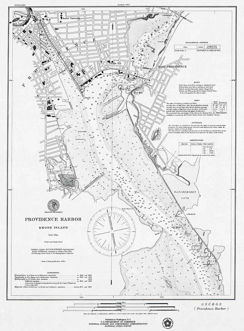 1897 Nautical Map of Providence Harbor Rhode Island
