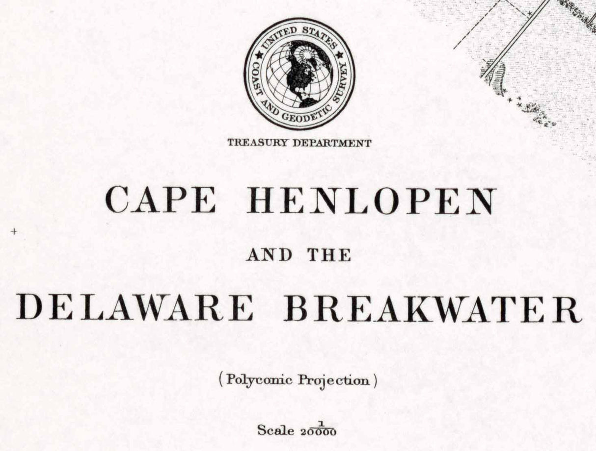 1901 Nautical Map of Cape Henlopen Delaware Breakwater Delaware