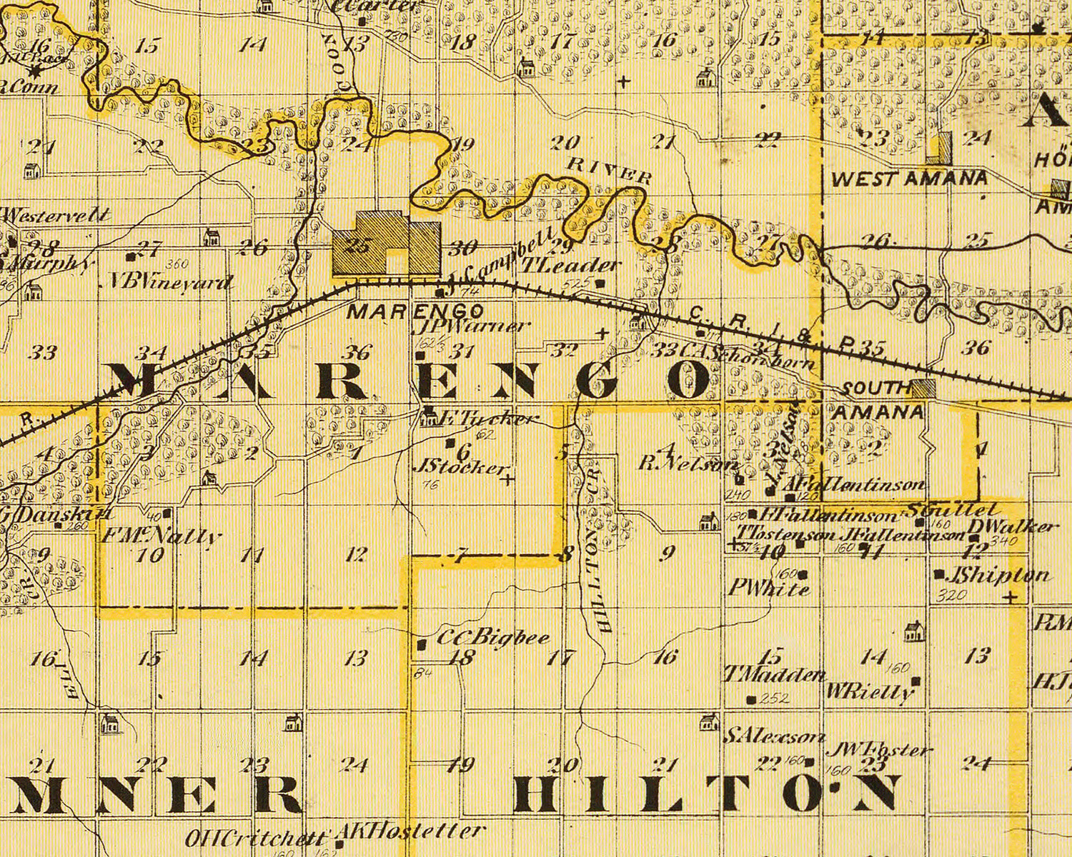 1875 Map of Iowa County Iowa