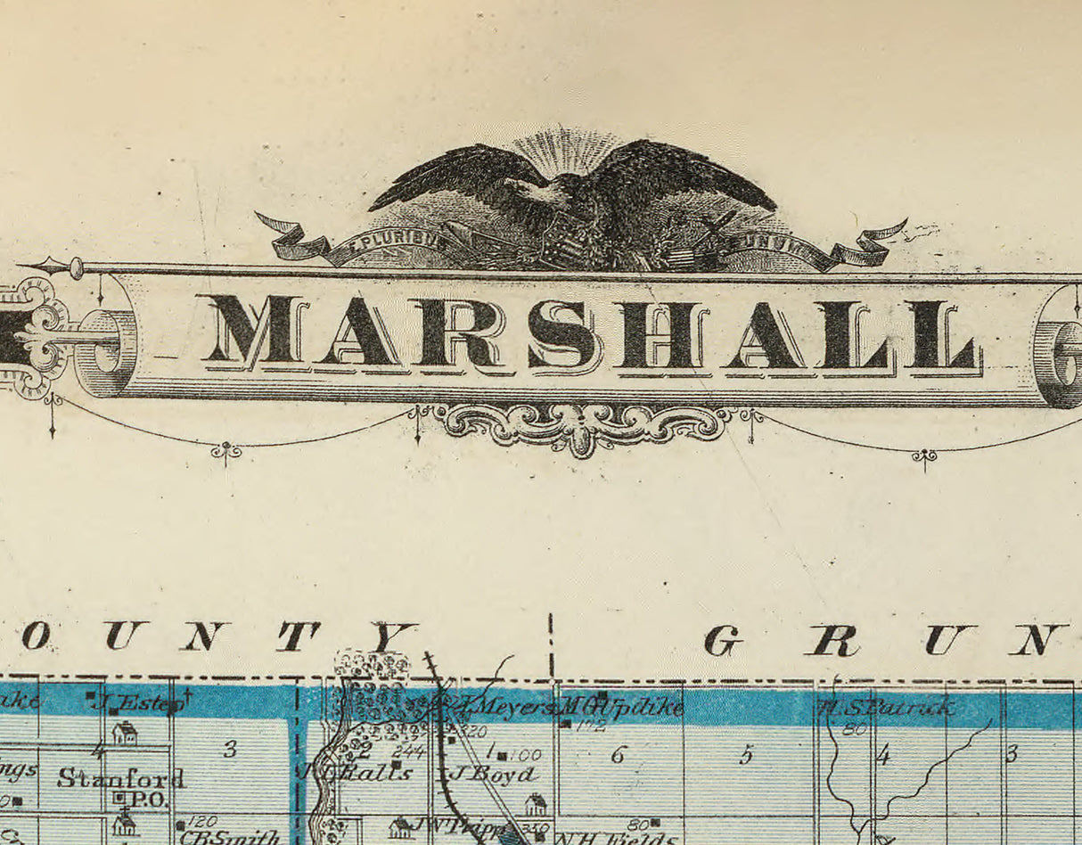 1875 Map of Marshall County Iowa