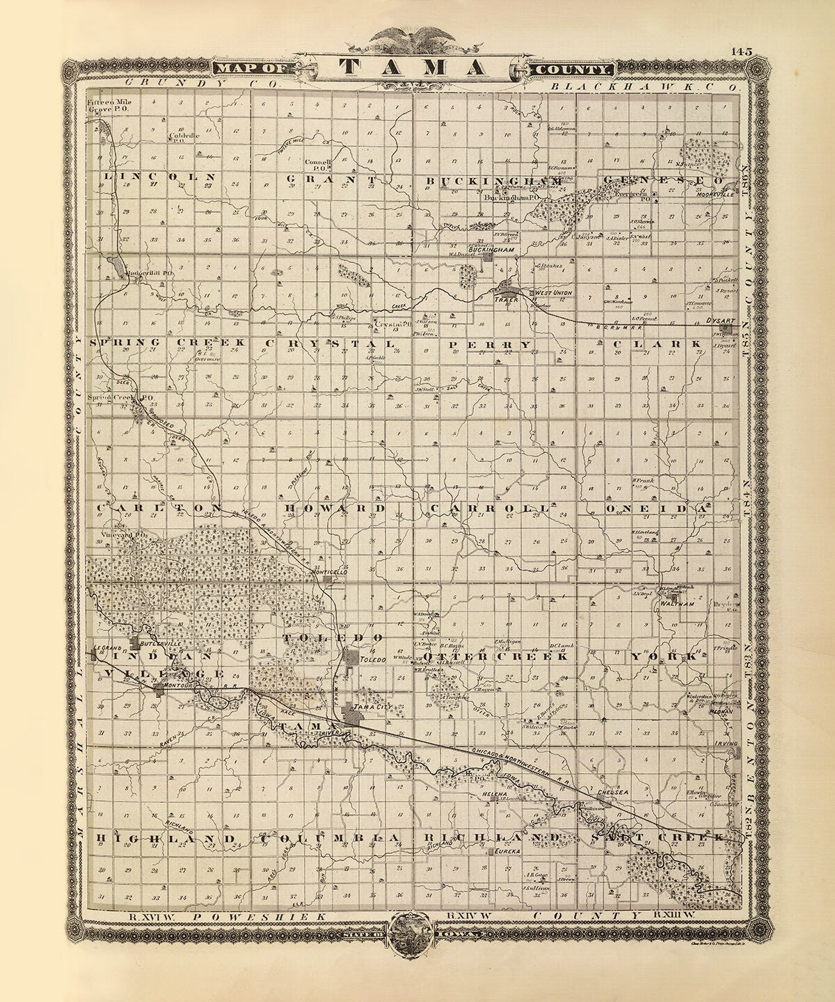 1875 Map of Tama County Iowa