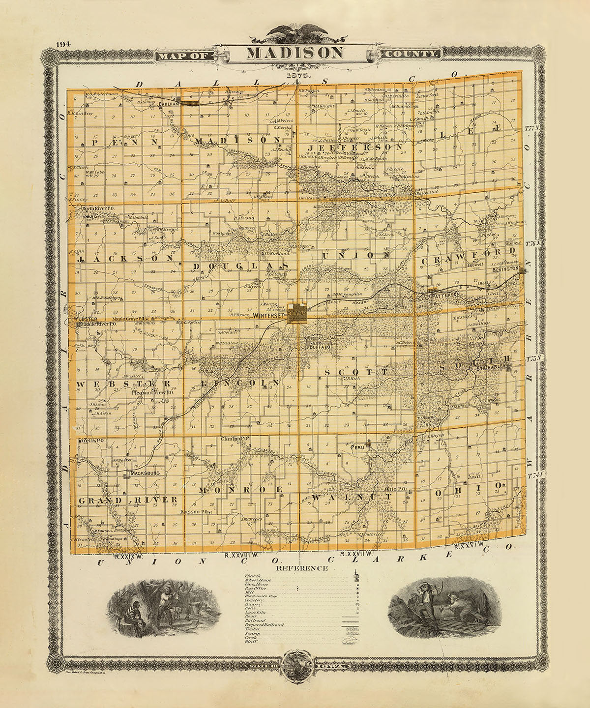 1875 Map of Madison County Iowa
