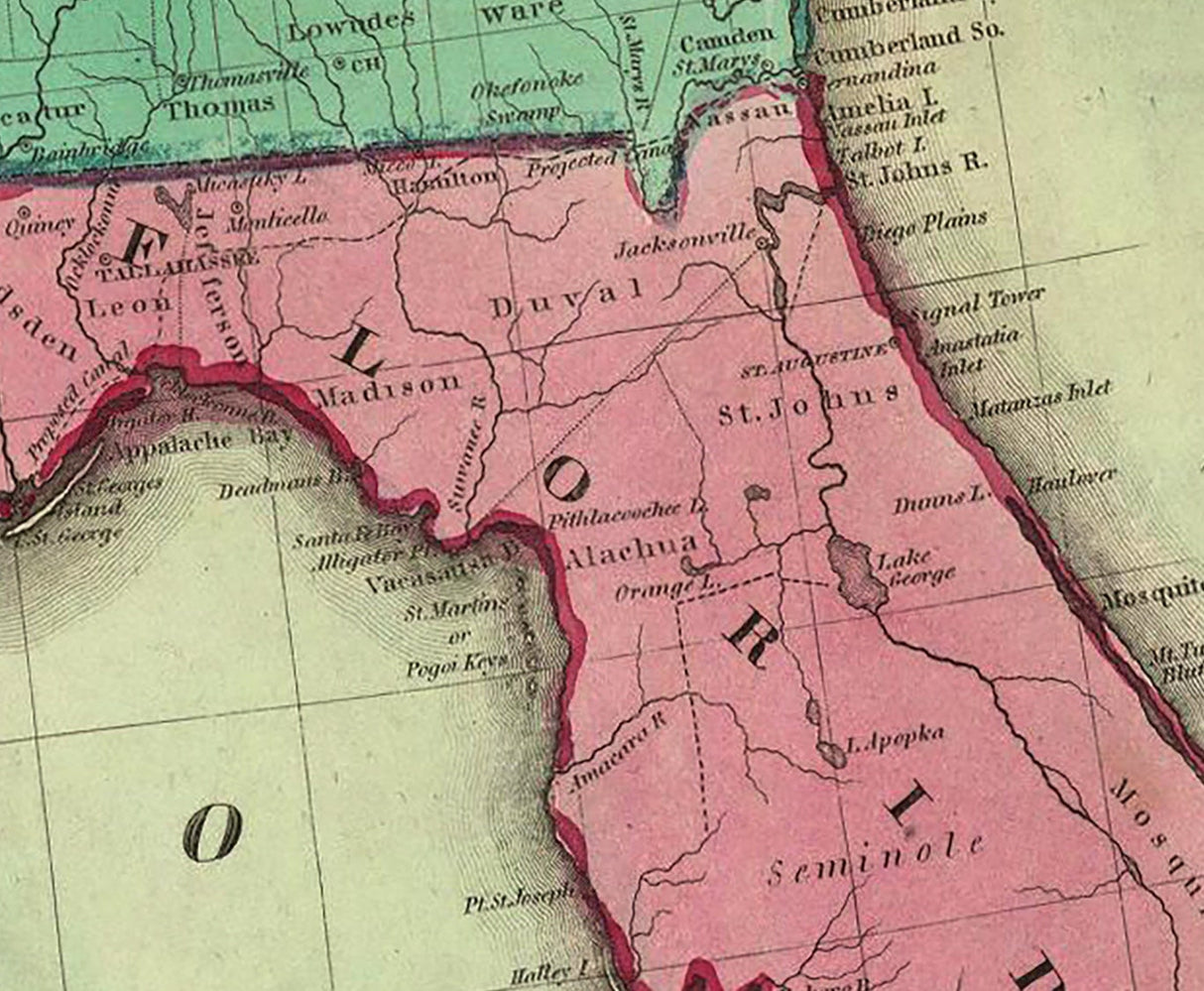 1835 Map of The United States America