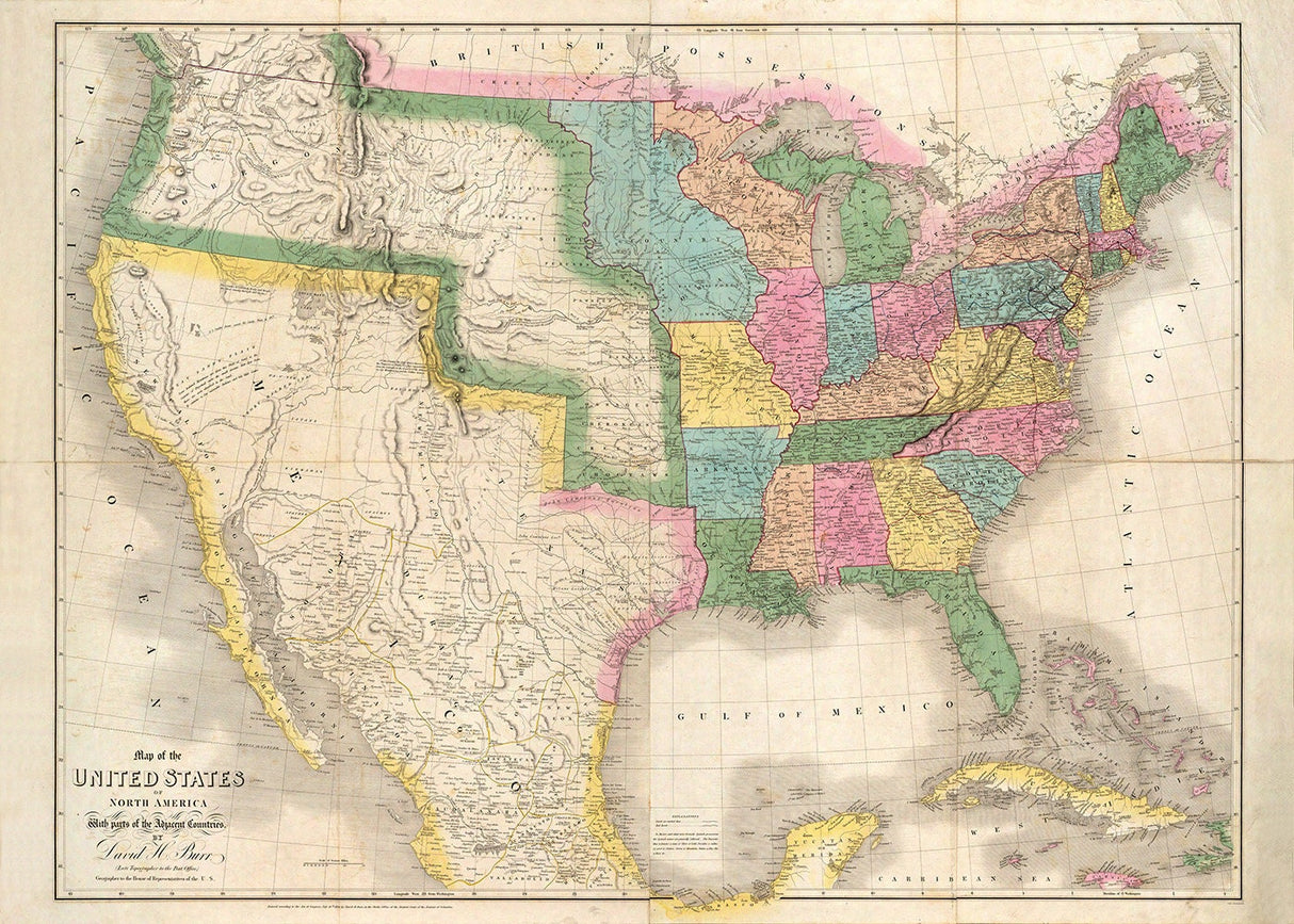 1839 Map of The United States