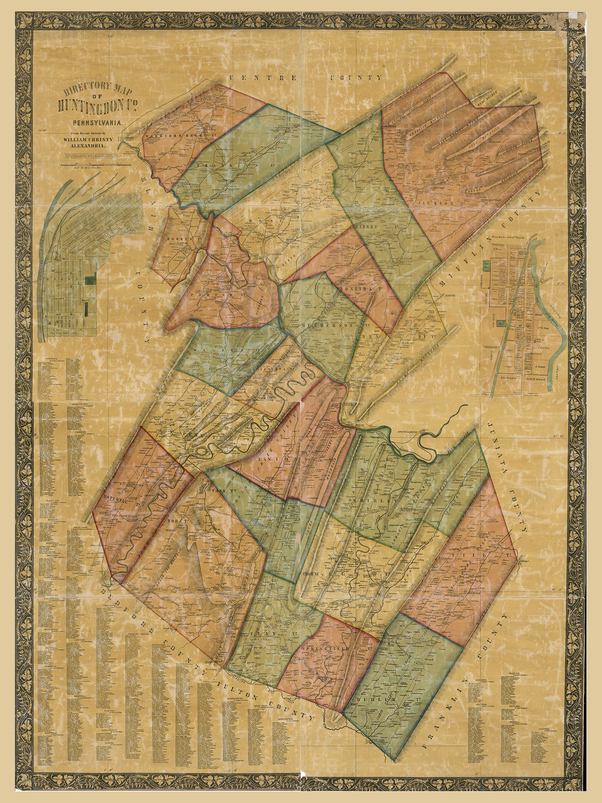 1856 Map of Huntingdon County Pennsylvania