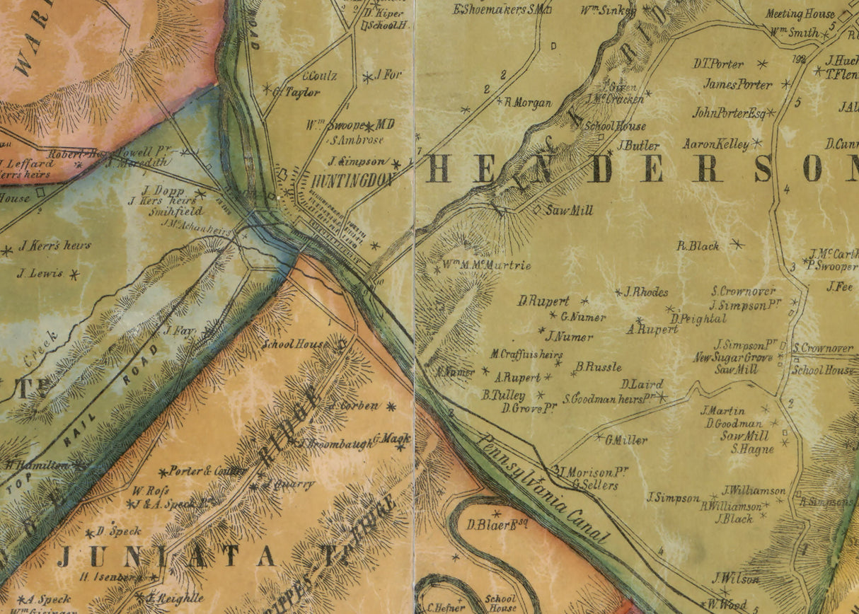 1856 Map of Huntingdon County Pennsylvania