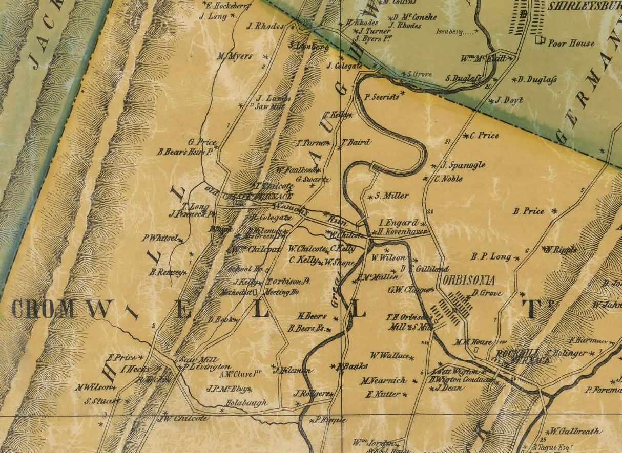 1856 Map of Huntingdon County Pennsylvania